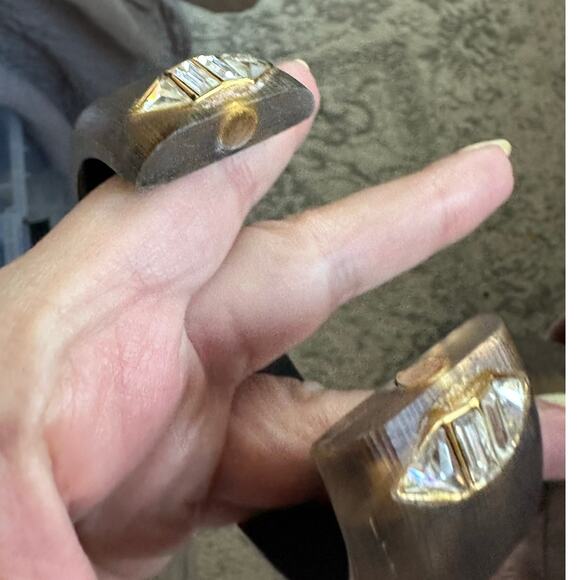 Alexis Bittar Houndstooth Crystal Lucite Small/Medium Hinge Bracelet - Picture 9 of 9